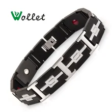 Ювелирные изделия Wollet из нержавеющей стали с черным покрытием, био магнитный браслет для мужчин, подарок для мужчин, забота о здоровье, лечебная энергия, 5 в 1