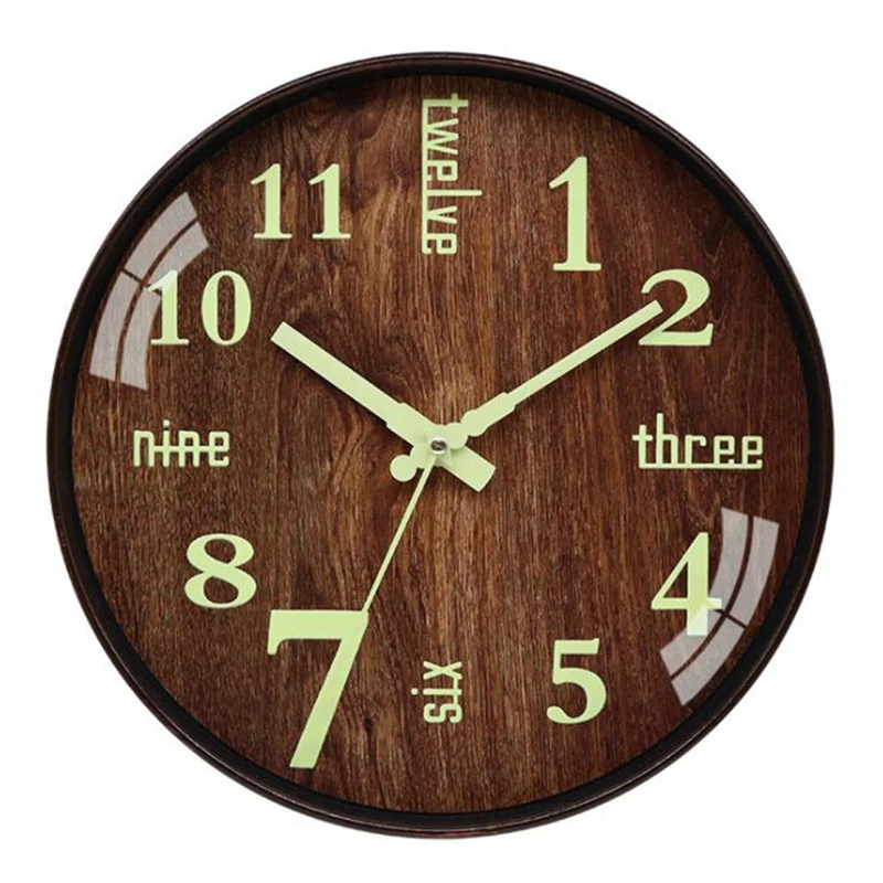 Wall Clock Luminous Number Hanging Clocks Quiet Dark Glowing Modern Watches Home Decor | Дом и сад