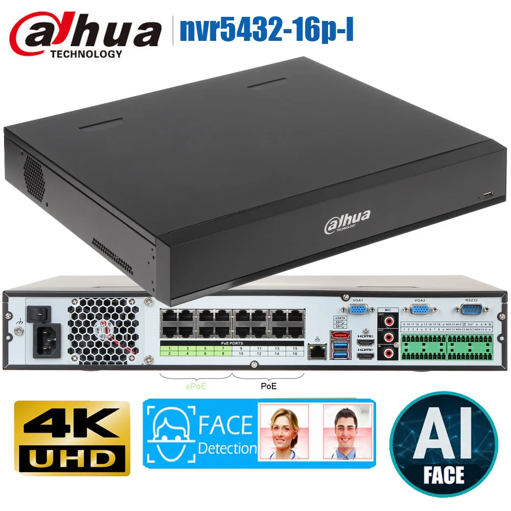 Сетевой видеорегистратор dahua 4K AI NVR5432-16P-I DHI-NVR5432-16P-I 16PoE сетевой | Безопасность и