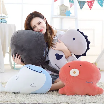 

Candice guo! cute plush toy lovely cartoon see animal dolphin octopus Batfish seahorse soft pillow cushion birthday gift 1pc