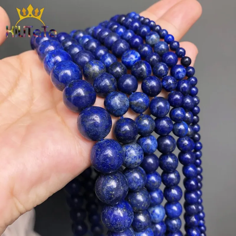 Natural Stone Beads Lapis Lazuli Round Loose Stone Beads For Jewelry Making DIY Bracelet Earrings Accessories 15'' 4/6/8/10/12mm loose stone beads