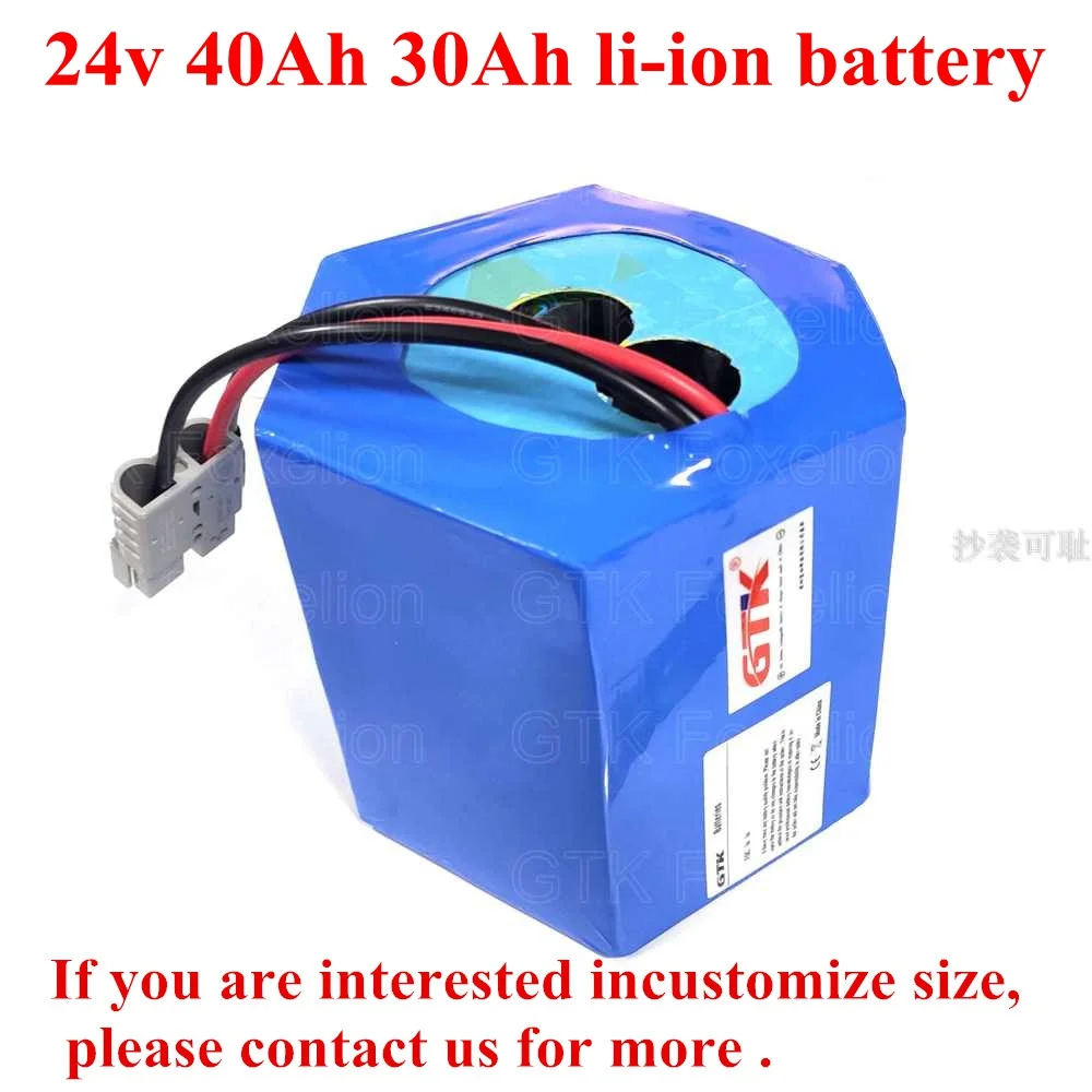 

Special size customize 24v 40Ah 30Ah li-ion Battery Pack power 50A BMS for ebike Motor Solar wind car LED 500w 750w + 5A charger