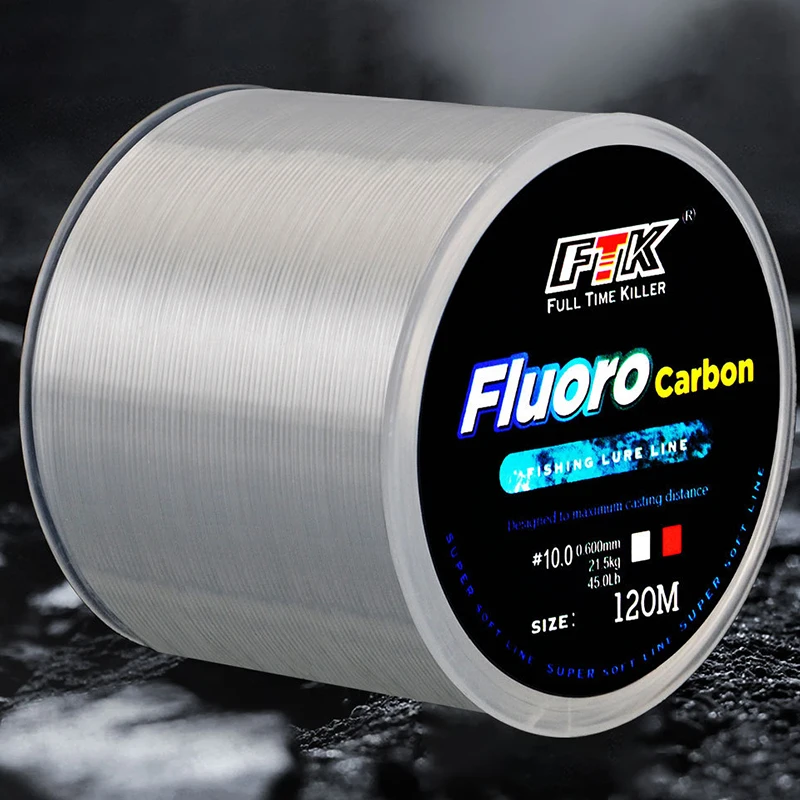 Fluorocarbon Coating Fishing Line 7.15LB 45LB 120M Carbon Fiber