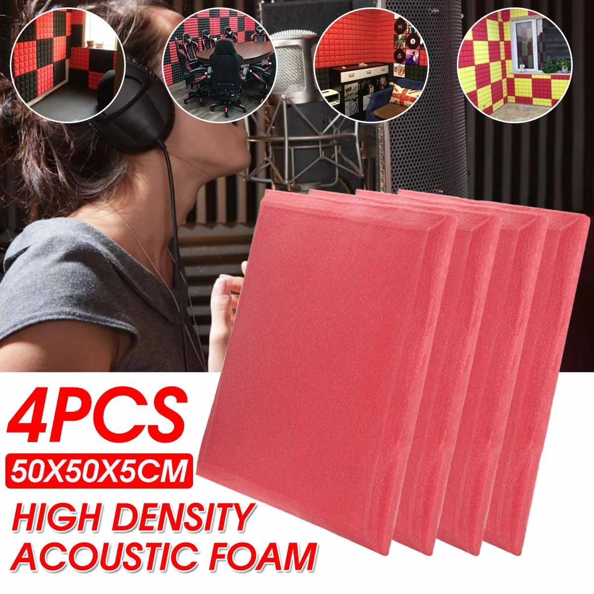 

4 Pcs 50x50x5cm High Density Studio Acoustic Foams Panels Sound Insulation Foam Ktv Foam Acoustic Foam Sound Treatment