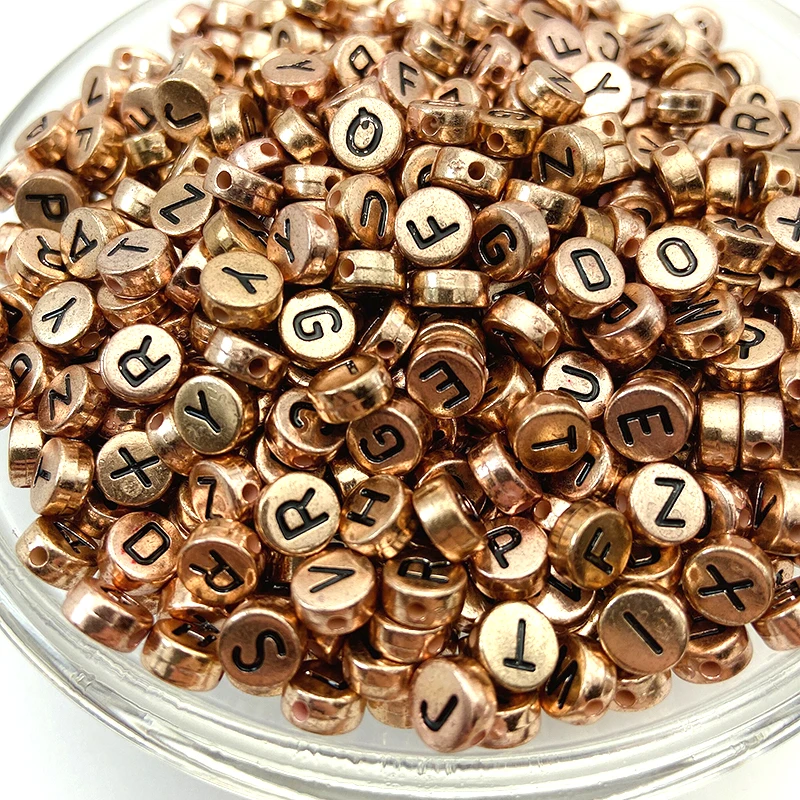 200/300/500PCS Mixed Russian Rose Golden Black Letter Acrylic Beads Round Alphabet  Beads Jewelry Making Handmade Diy Bracelet - AliExpress