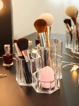 

3-Slot Cosmetics Makeup Brushes Organizer Brush Lip Gloss Holder Dresser Bathroom Makeup Tools Acrylic Cosmetic Storage Box