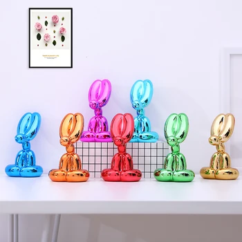 

Cute Shiny Balloon Rabbit Abstract Crafts Resin Statue Home Decor Art Sculpture Home Decoration Accessories