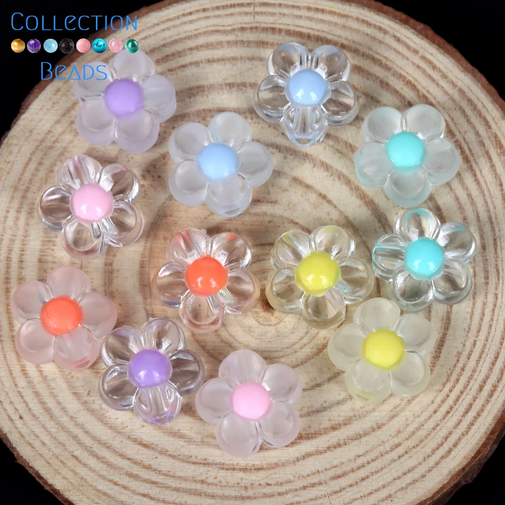 20pcs Mini Flower Beads Glass Spacer Beads Polymer Glass Beads For