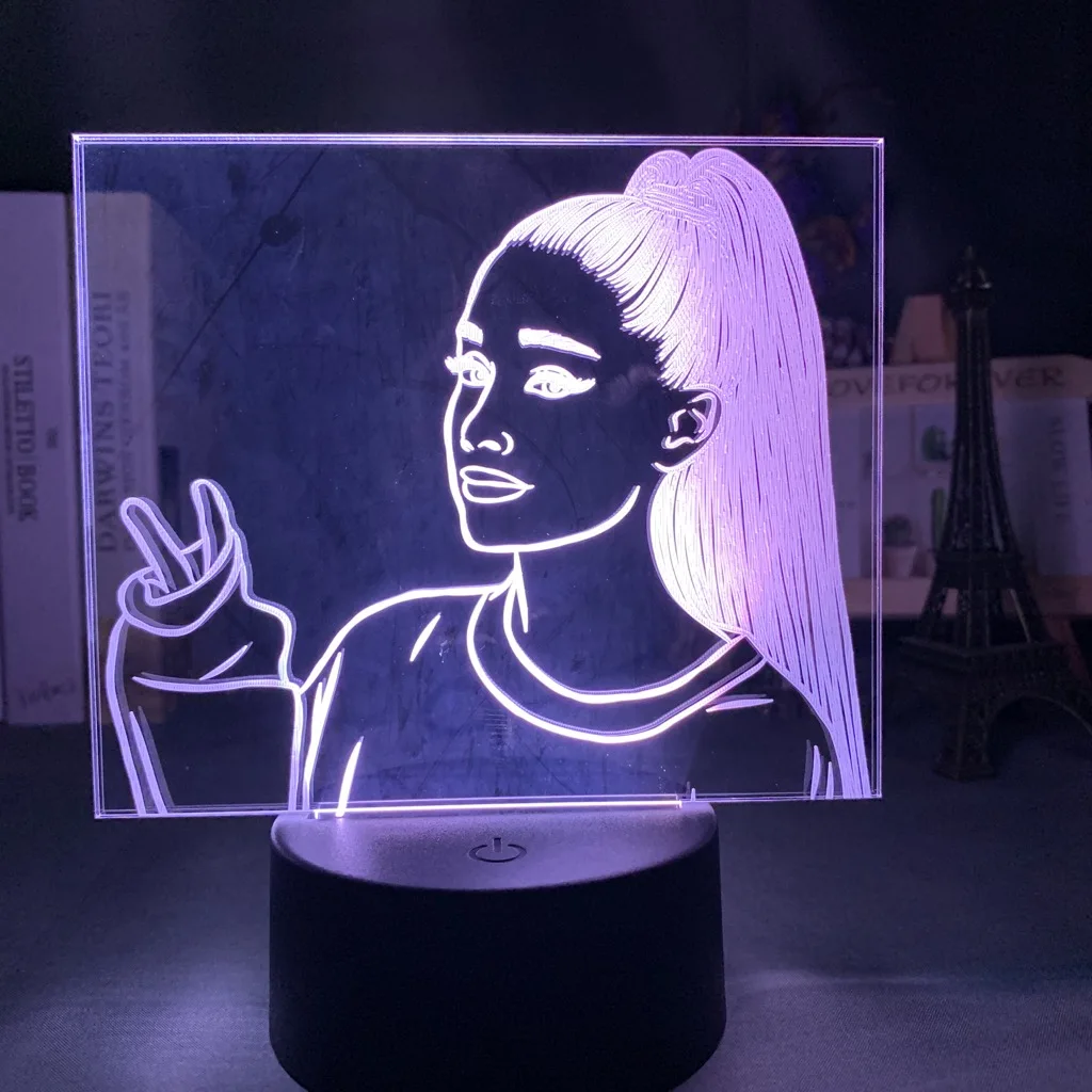 

Singer Ariana Grande Led Night Light for Fans Home Decoration Nightlight Usb Battery Led Colorful Acrylic 3d Lamp Dropshipping
