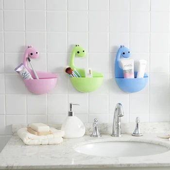 

1PCS cartoon dinosaur cow toothbrush holder bathroom wall mount toothpaste holder free punching tooth holder toothbrush rack