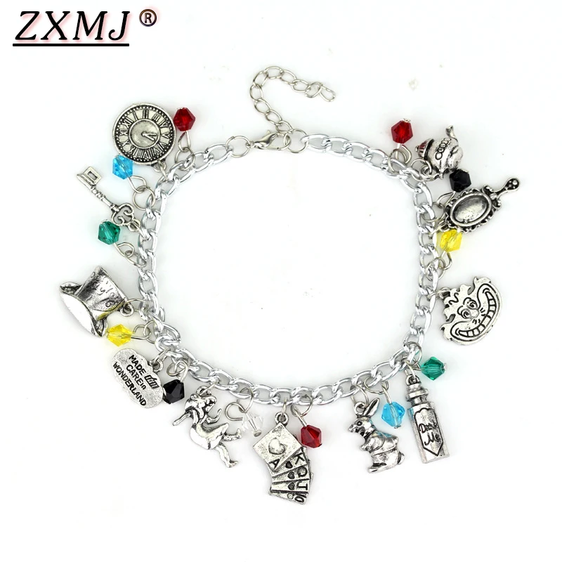 ZXMJ Алиса в стране чудес DIY Браслеты с подвесками Кот бешеный Шляпник Кролик Браслет косплей браслет ювелирные изделия подарок для фанатов