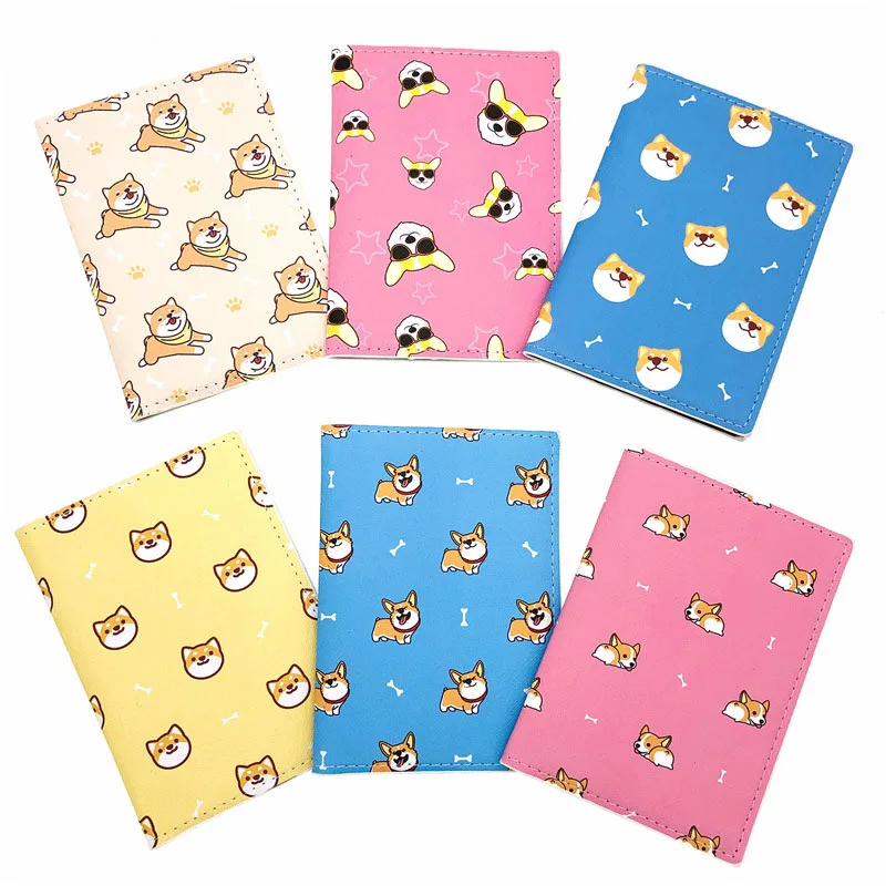 6 Styles Cute Corgi Dog Travel Accessories Passport Holder PU Leather Travel Passport Cover Case High Quality Card ID Holders