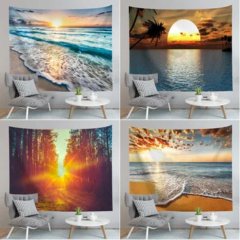 

Hawaii beach tapestry ocean sunset home decoration tapestry color Galaxy forest tree cactus wall tapestry