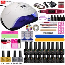 Набор для ногтей УФ-светодиодный светильник Сушилка с 18 шт. Набор для гель-лака для ногтей набор инструментов для замачивания маникюра электрическая дрель для ногтей инструменты для дизайна ногтей