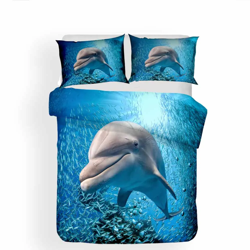 Colorful Cartoon Dolphin Duvet Cover Sets 100 Microfiber Bedding