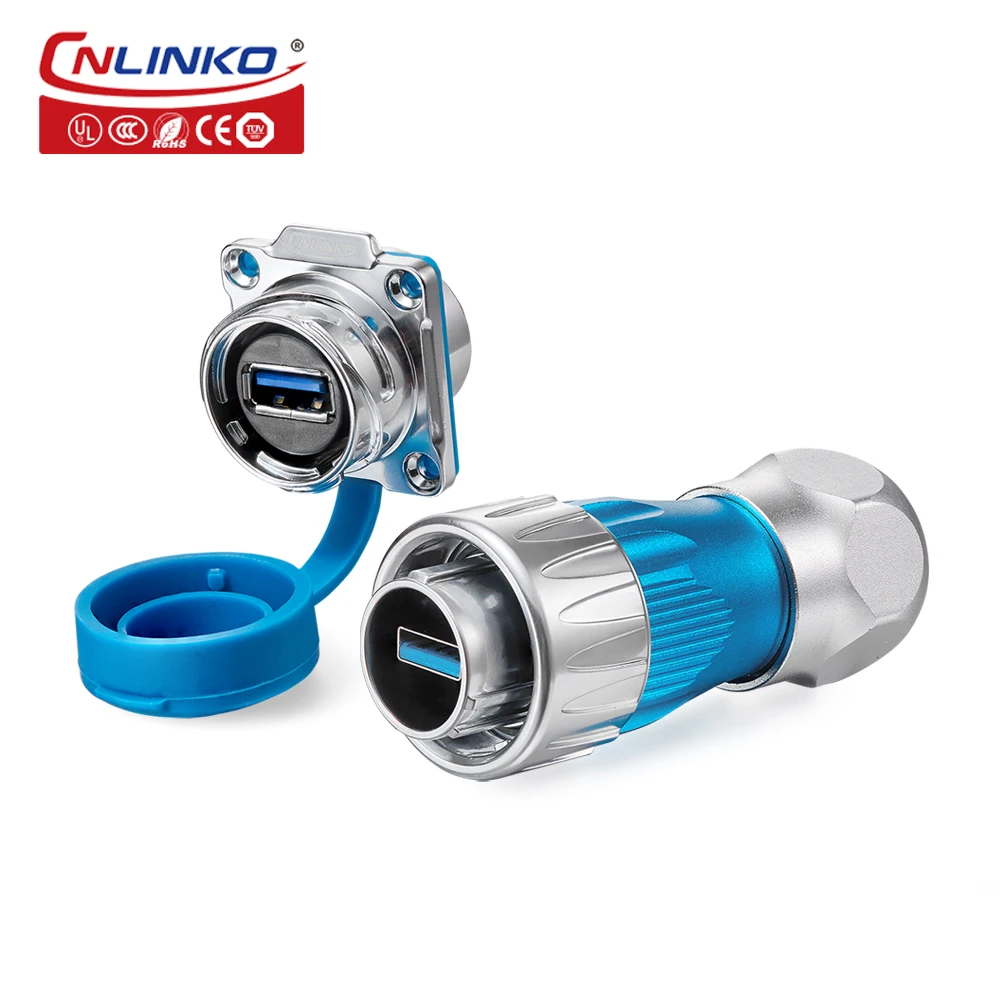 cnlinko waterproof metal socket connector conector duplo feminino 04