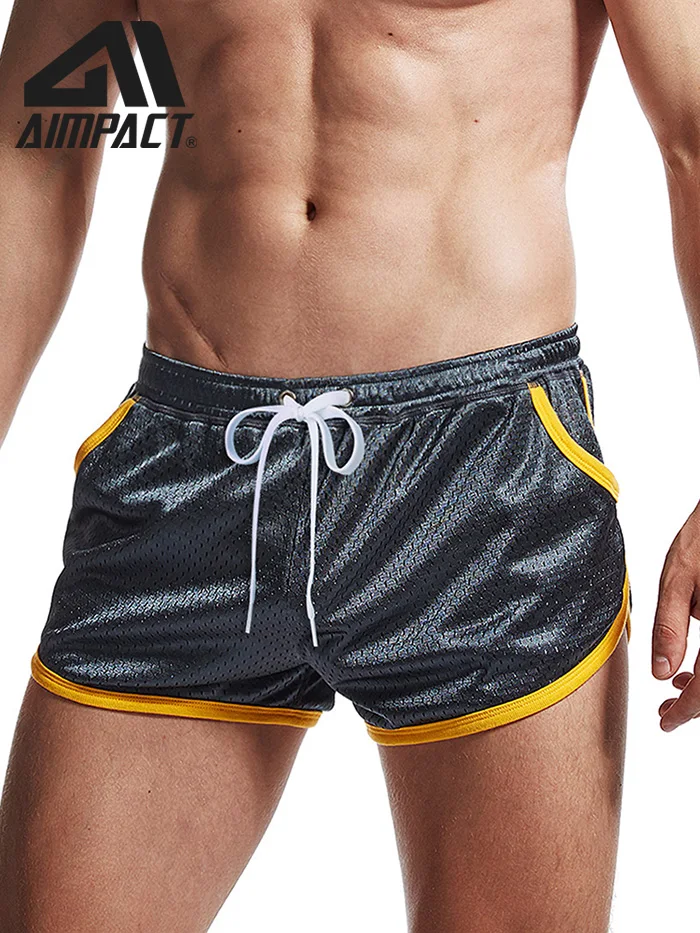 aimpact athletic polegada workout gym booty calções de banho sexy para homem maratona correndo pijamas