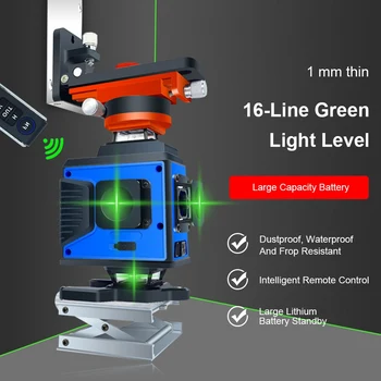 

Laser Level USB 10m Remote Control 4D 6-line Green Laser Level 360 Horizontal and Vertical Automatic Leveling Measuring Tool