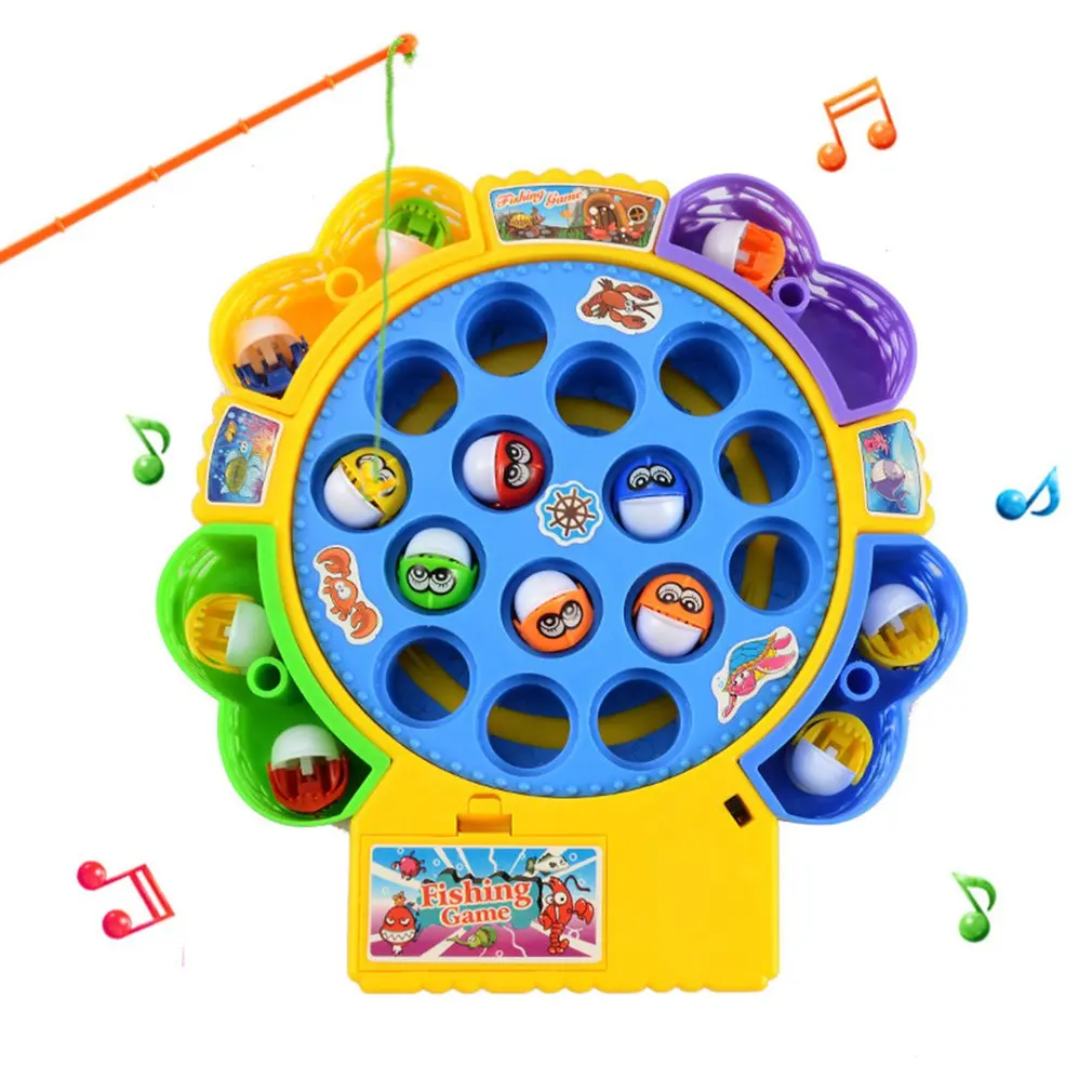 

Kids Fishing Toys Set Electronic Magnetic Musical Fishing Toy Plastic Fish Board Games Parent-Child Interactive Educational Toy
