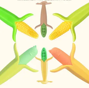 

200pcs Infant Baby Teether Toy Silicone Banana Corn Baby Teethers Toy SoothingTeething Pacifier Chew Infant Oral Tooth Brush