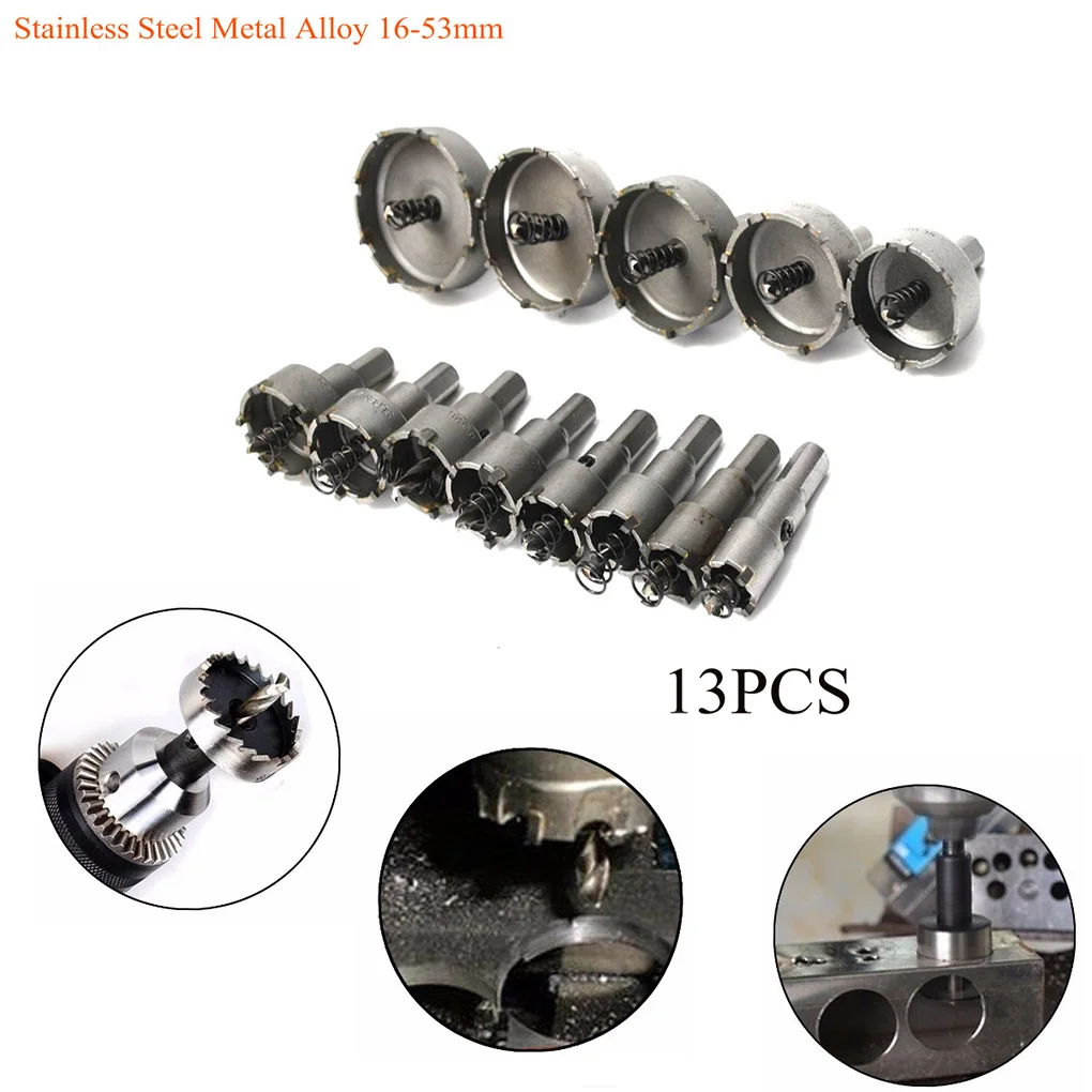 13 шт. 16-53 мм Твердосплавный Наконечник буровое долото TCT Набор отверстий из нержавеющей стали металлический сплав сверлильный наконечник