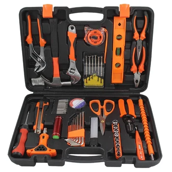 

Hand Tool Set Household Repair Hand Tool Kit with Plastic Tool Box Storage Case Plier Socket Wrench Saw Screwdriver Knife