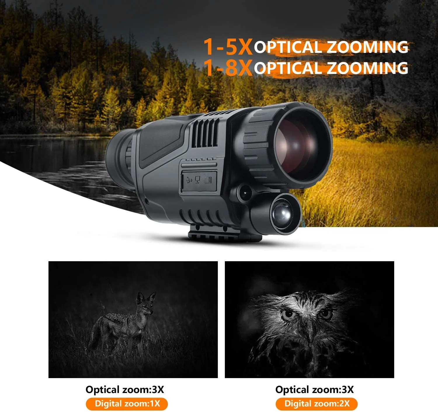12MP Hunting Night Vision Google Monocular Infrared Digital 5x40 200M