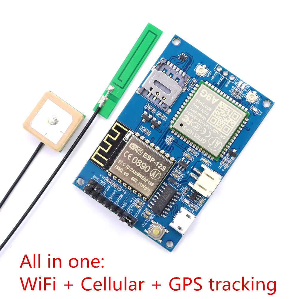 

Elecrow ESP8266 ESP-12S A9G GSM GPRS+GPS IOT Node V1.0 Module IOT Development Board with All in one WiFi Cellular GPS tracking