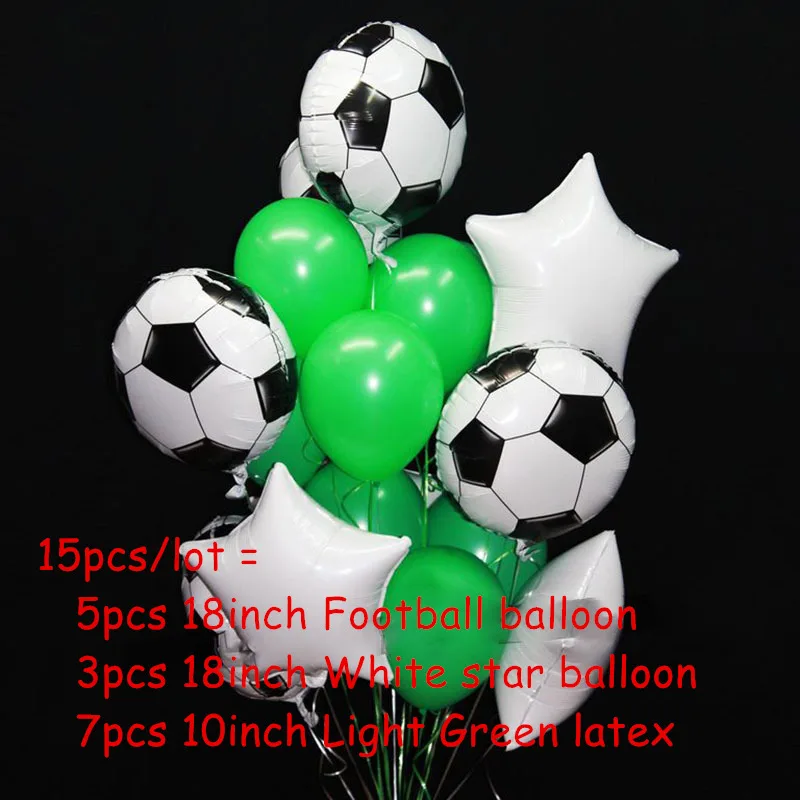 Football Set 5 10 шт., 18 дюймов, футбольные шары для мальчиков, Тема дня рождения, вечерние, зеленые, черные, Звездные, латексные, воздушные гелиевые шары, Декор, детские футбольные мячи - Цвет: Football Set 5