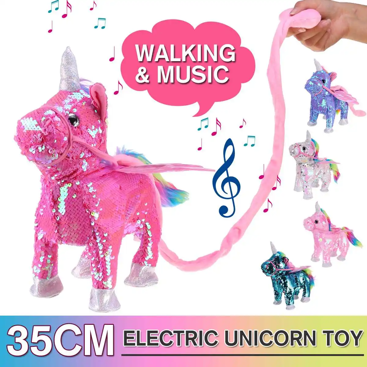 Милый блесток Un icorn электрическая ходьба плюшевые игрушки чучело игрушка электронная музыкальная игрушка забавные игрушки для детей Рождественский подарок