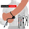 Silicone comfortable adjustable pull delay ring lock thin ring lock string to attract penis ring men's sex products 1