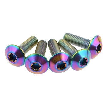 

5Pcs Titanium Ti M6 X 12 15 16 20mm Button Torx Head Bolt Screws Titanium Fastener