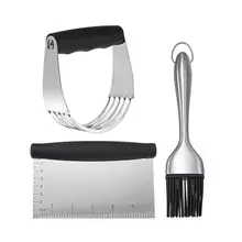 Комплект из 3 предметов из нержавеющей стали, для выпечки набор инструментов пицца печенье нож для кексов муки белое кондитерские формы для печенья кисти инструменты Кухня аксессуары