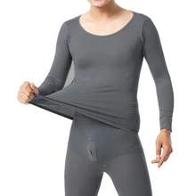 Мужские Бесшовные эластичные термалы внутренняя одежда постоянная температура ультратонкое нижнее белье костюм топ брюки KNG88