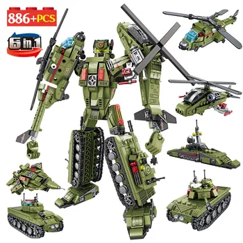 

Technic Transformation Car Robot Action Figure Bricks for City Military Tank Helicopter Truck Building Blocks Kids Toy