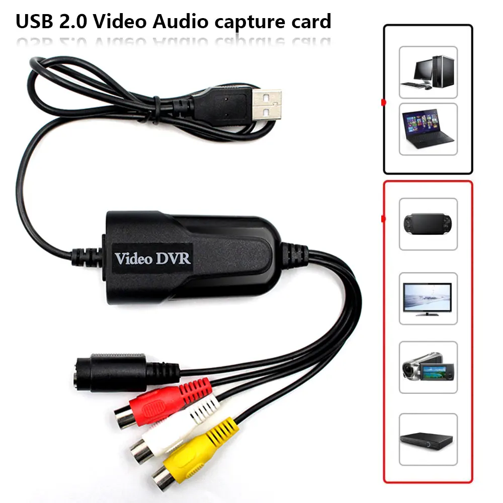 USB 2 0 Карта видеозахвата Easycap адаптер видеорегистратор редактирование DVR 4 канала
