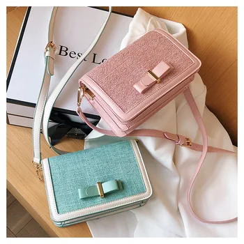 

Pu Stitching Women's Bag Shoulder Crossbody Bag 2020 New Summer New Multi-layer Shoulder Bag Small Square Bag Chain Small Bag