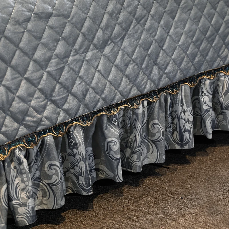 Роскошное серое Европейское кружевное плотное стеганое флисовое бархатное Фланелевое покрывало, покрывало для кровати, простыня, одеяло, наволочки, 3 шт