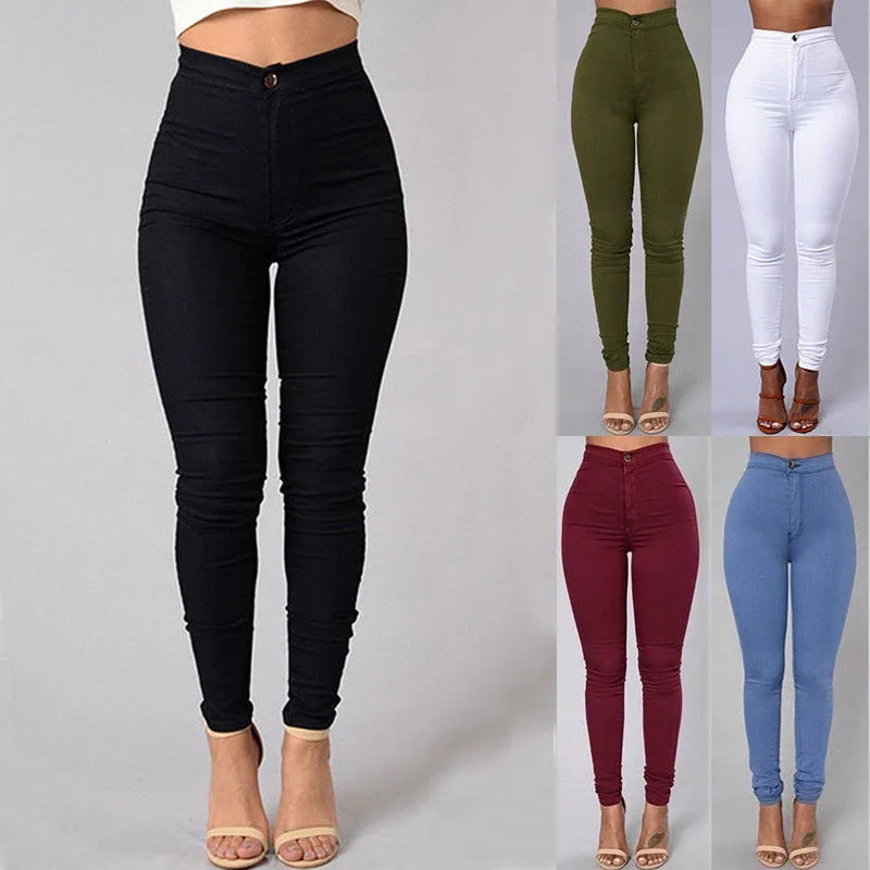 Прямые женские джинсы стрейч повседневные джинсовые узкие брюки для женщин модная узкая с завышенной талией брюки 5 цветов