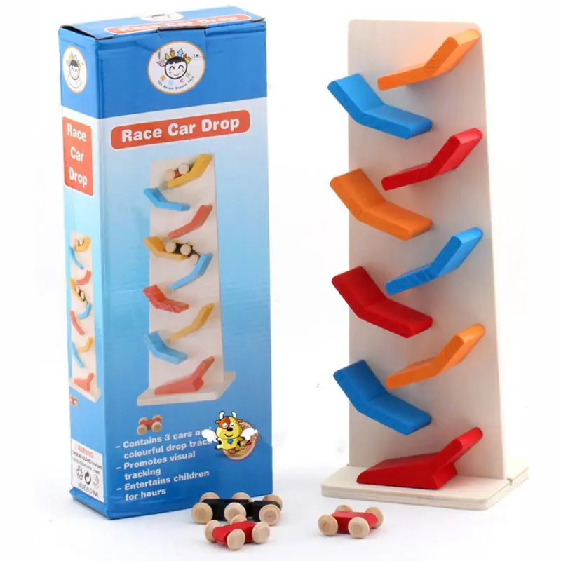 

Collapsible 9 Zigzag Sliding Car Wooden Ladder Small Pulley Building Block Toy