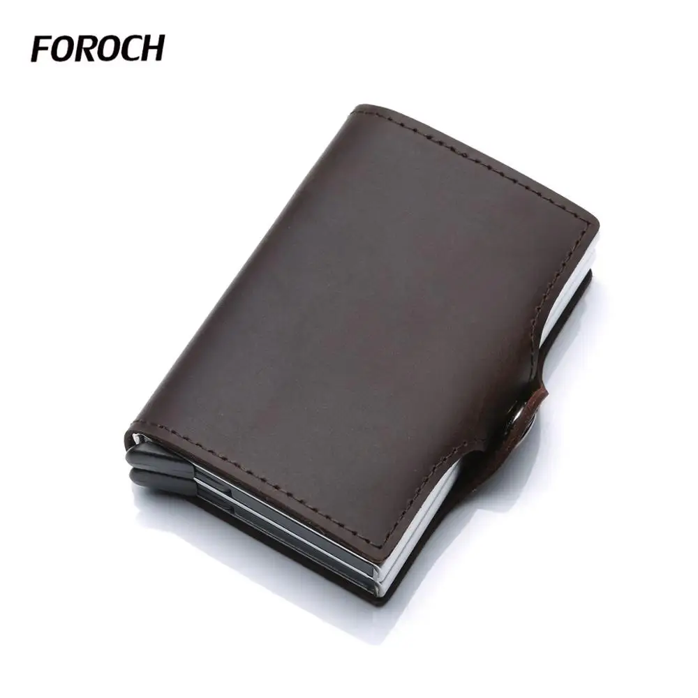 

Double layer card holder Leather Rfid Wallet Vintage Slim Male Magic Metal Wallets 657 Small Purse Card Holder Bifold Money Bag