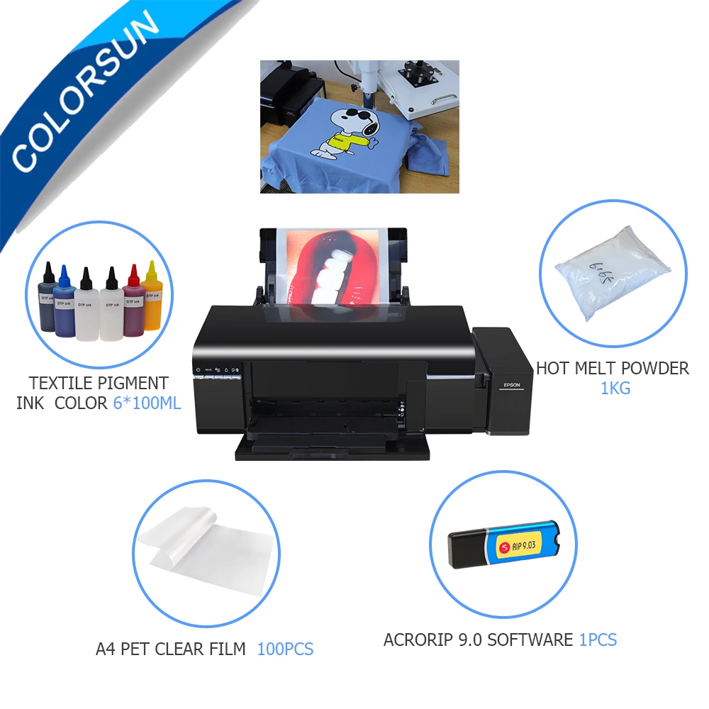 Colorsun L805 DTF printer A4 PET film t shirt kit Heat Printing machine for hoodies Jeans shoes | Компьютеры и офис