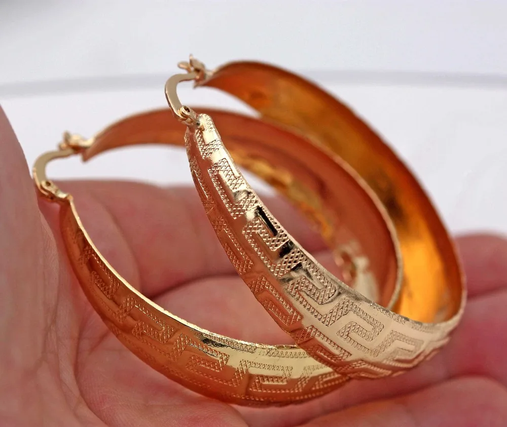 Винтажные серьги-кольца для женщин позолоченные брендовые серьги с узором большие круглые Ретро Металлические серьги Модные ювелирные изделия подарок