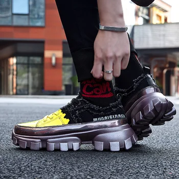 

Designer Hip Hop Men White Sneakers Casual Shoes Men Tenis Sapato Masculino Buckle Sock High Top Dad Sneakers Basket Man Shoes