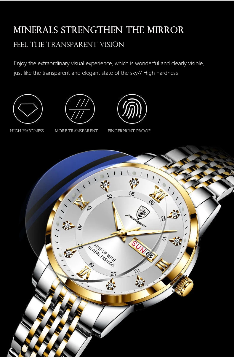 2021 New Casual Sport Chronograph Men's Watches Stainless Steel Band Wristwatch Big Dial Quartz Clock with Luminous Pointers