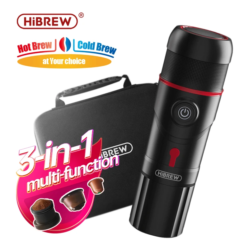 HiBREW-cafetera portátil para coche, máquina de café expreso Nexpresso Dolce Pod, cápsula de café en polvo H4, DC12V
