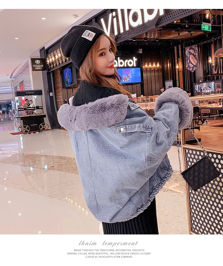 Зима, стиль, корейский стиль, милое дизайнерское большое Ковбойское хлопковое Стеганое пальто с меховым воротником, женское плотное пальто