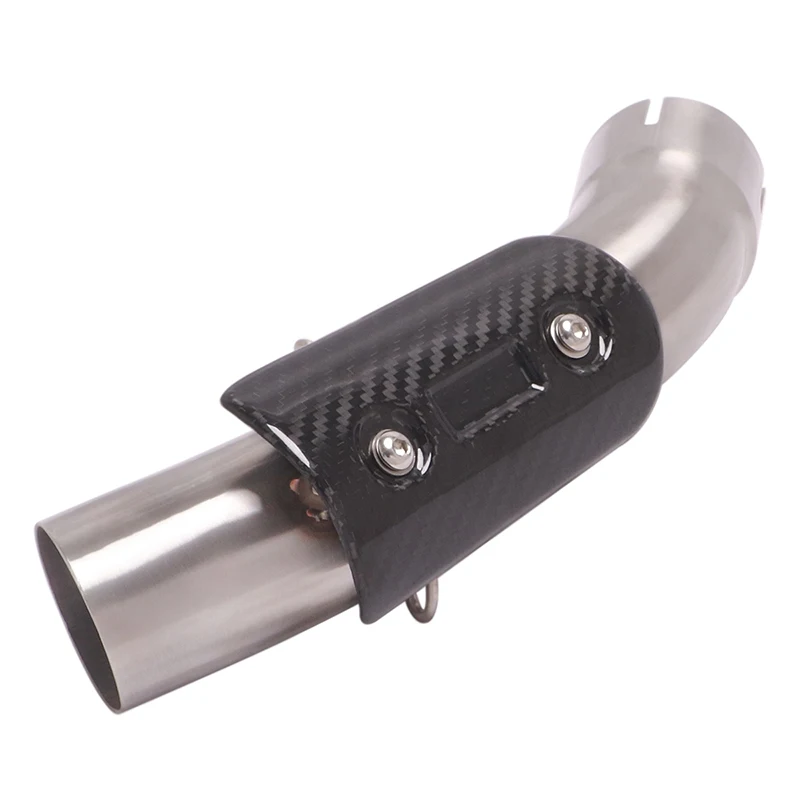For Duke KTM 390 Adventure Husqvarna401 Motorcycle Exhaust Middle Link Pipe Escape Moto 51mm Muffler Carbon Fiber Heat Shield - Image 2