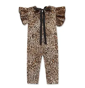 

4pcs/lot girls jumpsuit kids clothes children clothing sleeveless leopard overalls simi Girl's pants 3-24M sylvia 612519266186