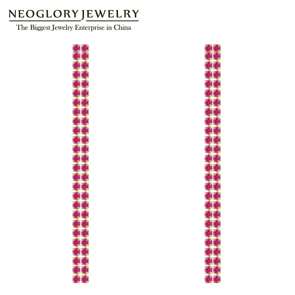 

Neoglory 2020 New Fashion 1.5MM CZ 2Rows 5cm Claw Chain Crystal Tassel Earring For Women Bride Jewelry For Wedding Gift Souvenir